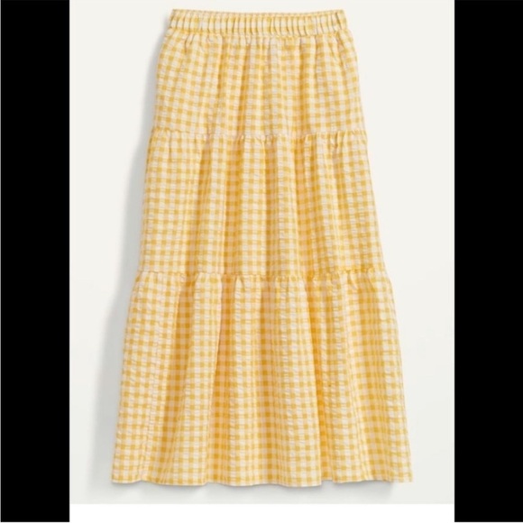 Old Navy Womens Gingham Tiered Maxi Skirt Size 2X Cottagecore Preppy Seersucker - Picture 3 of 16